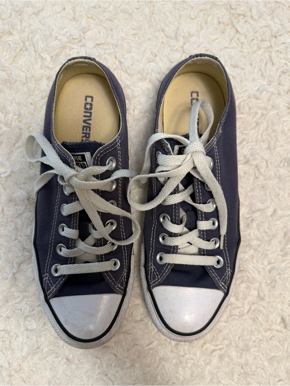 Converse Low-Top Canvas Sneakers in Navy and White